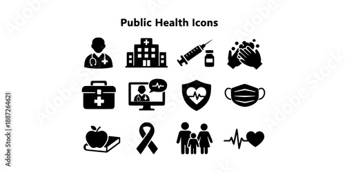 Healthcare icon set. Containing treatment, prevention, medical, health, diagnosis, report, illness, hygiene and more. perfect flat icon collection.
