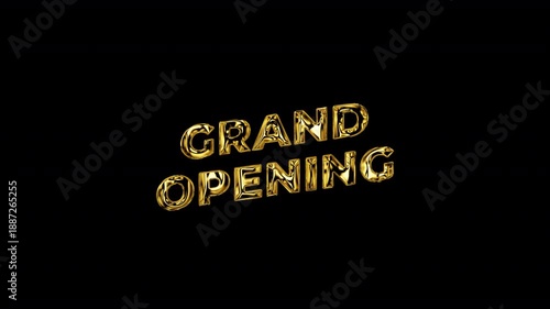 Grand Opening golden text animation. motion text 4k video with alpha channel