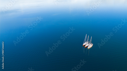 Tranquil sailing boats on Lofoten's serene waters