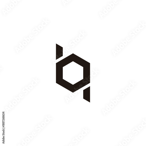 Letter b, o and q hexagon geometric symbol simple logo vector