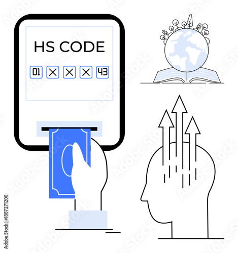 Global trade concept. HS codes ensure accurate importexport documentation. Global trade explores crossborder transactions, growth opportunities, and regulatory compliance. For logistics, finance