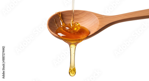 Wallpaper Mural Wooden spoon with honey on white background for natural food, sweetness and wellness concepts. Isolated on White background Torontodigital.ca