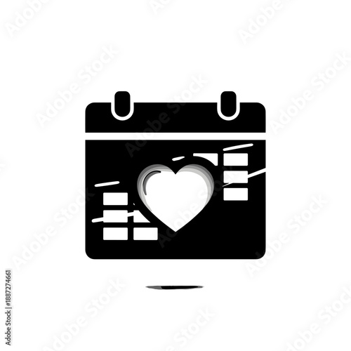 Calendar Icon with Heart Symbol.