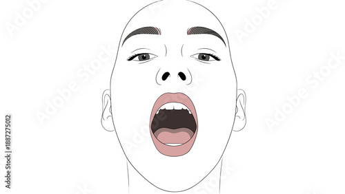 Abstract illustration of a person screaming with open mouth  