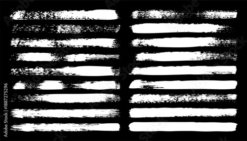 Long grunge brush strokes, lines, ink smudges, hand-drawn scribble shapes. Handmade sketchy marks, stains, charcoal streaks. Paint textures, dry brush effect. Marker underline. Vector illustration