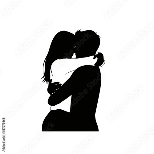 Couple Embracing Silhouette Love Affection.