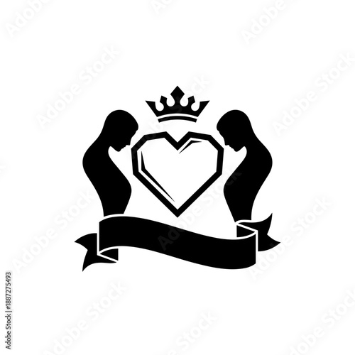 Couple in love with a heart.