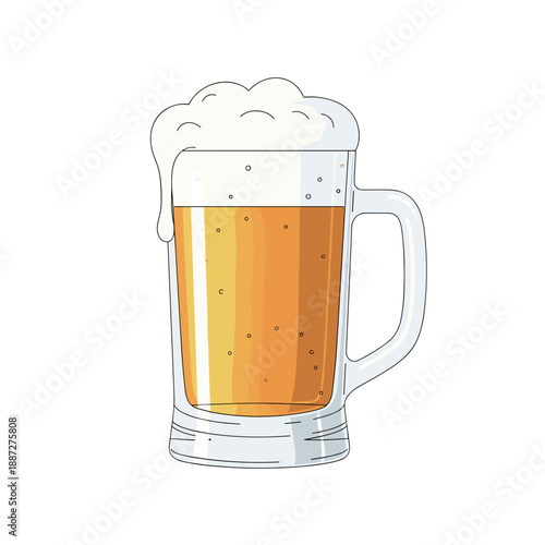Glass of beer with foam on top isolated on white background  