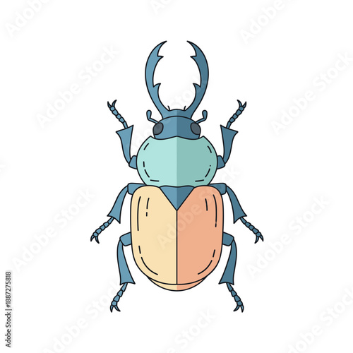 Colorful beetle illustration with detailed features and patterns  