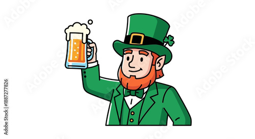 Festive Leprechaun toasting with Beer Vector Illustration