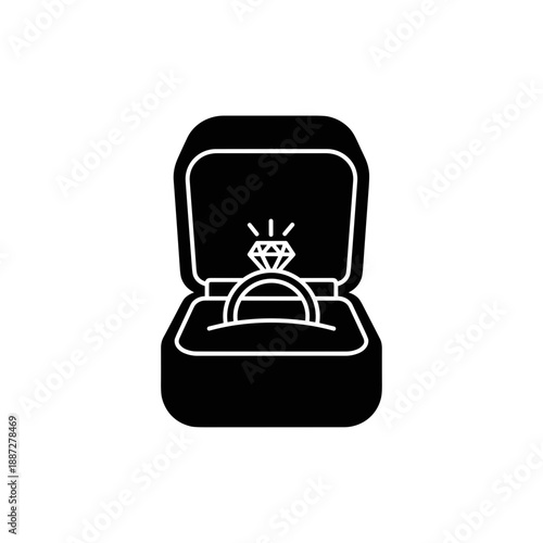 Diamond Ring in Jewelry Box Illustration.