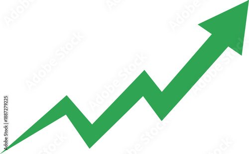 A green arrow trending upward, symbolizing growth and progress, in a simple illustration style