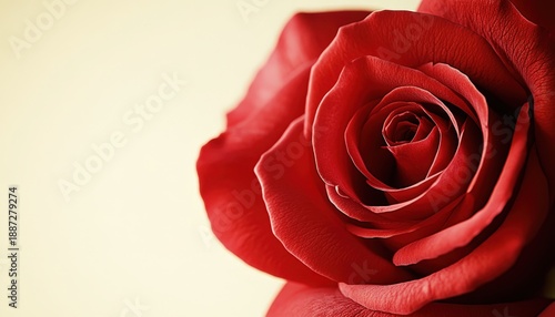 Rich crimson bloom fills the right side of the frame against a pale background