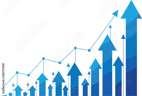 Graphical representation of upward trend in data analysis, showcasing growth and progress in a business context, viewed from a straightforward perspective.