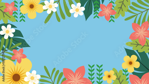 Spring Background. Spring season background. Cartoon Vector illustration design for Poster, Banner, Flyer, Greeting, Card, Cover, Post, Promotion. beautiful and colorful plants, leaves and flowers.
