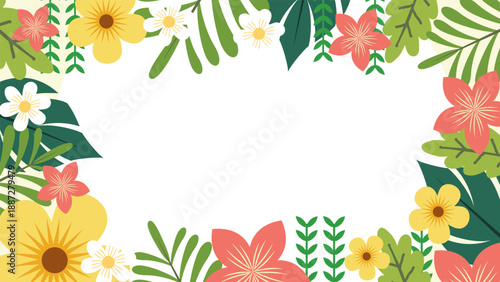 Spring Background. Spring season background. Cartoon Vector illustration design for Poster, Banner, Flyer, Greeting, Card, Cover, Post, Promotion. beautiful and colorful plants, leaves and flowers.
