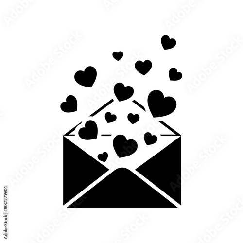 Envelope with hearts pouring out.