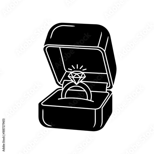Engagement Ring in Open Jewelry Box.