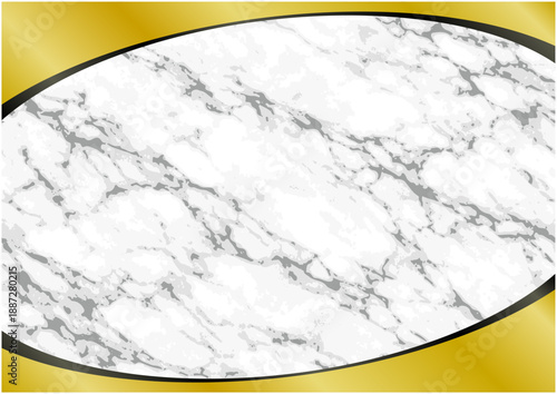 白大理石とゴールドの曲線モダンフレーム｜Modern Curved Gold Frame on Marble Background