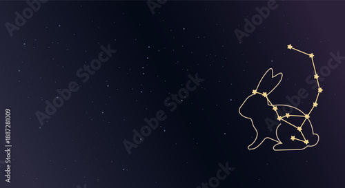 Golden easter rabbit constellation outline against a starry night sky with subtle gradient
