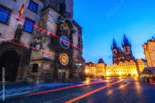 views of astronomical clock at prague, czech republic