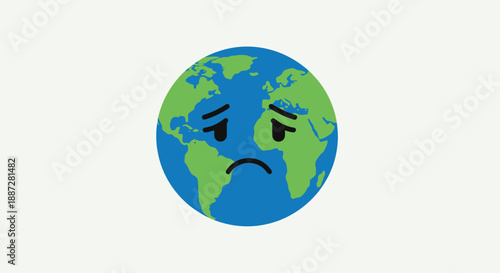 Sad Earth with Unhappy Face