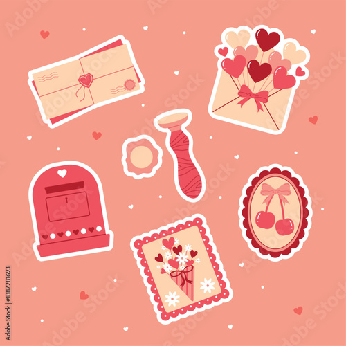 love letter romantic message with envelope and stationary heart theme 