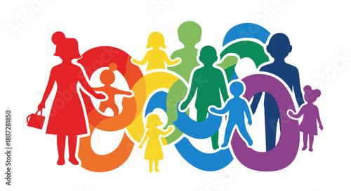 Colorful Silhouettes of Family Members