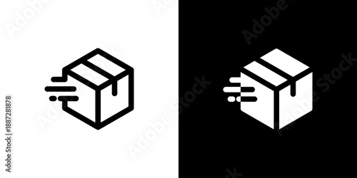 Fast Delivery icon concept with flat Black White Background. Vector illustration.
