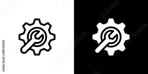 Technical Support icon concept with flat Black White Background. Vector illustration.