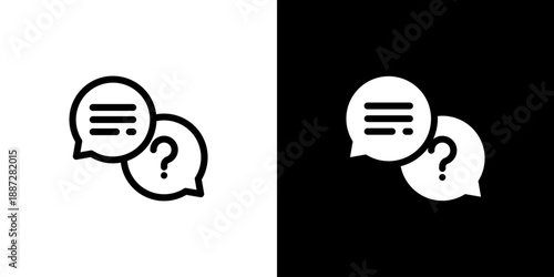 Question icon concept with flat Black White Background. Vector illustration.