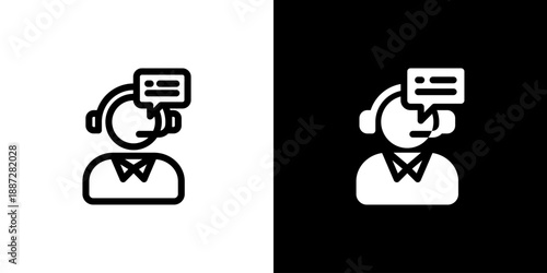 Support icon concept with flat Black White Background. Vector illustration.