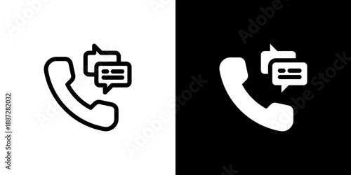 Phone Call icon concept with flat Black White Background. Vector illustration.