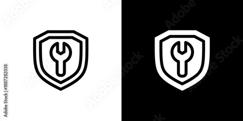 Repair icon concept with flat Black White Background. Vector illustration.