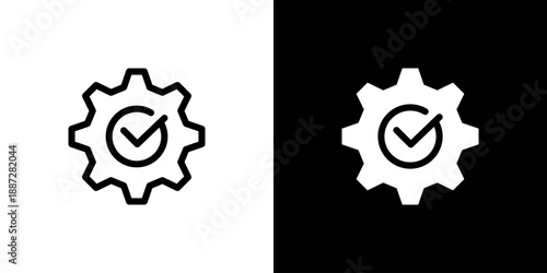Approve icon concept with flat Black White Background. Vector illustration.