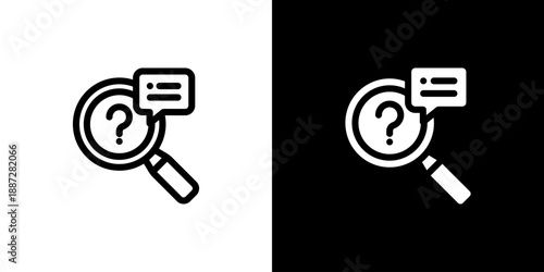 Search icon concept with flat Black White Background. Vector illustration.