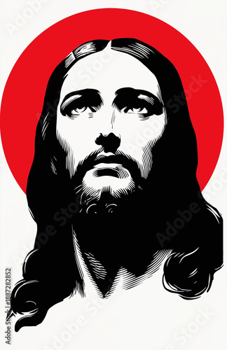 Jesus Christ: white Jesus, red halo