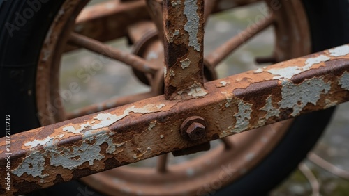 Wallpaper Mural Close-up of a weathered, rusty metal wheelbarrow, showcasing peeling paint Torontodigital.ca