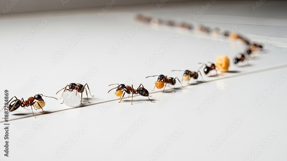 custom made wallpaper toronto digitalA line of ants meticulously carrying food items on a bright, smooth surface