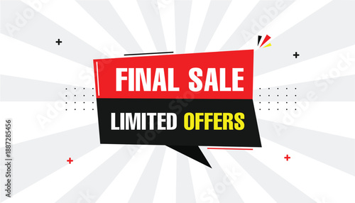 Final sale limited offers sale banner sticker label icon banner eps format editable template design with black and red shapes with white abstract hot background vector illustration