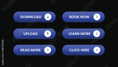 Modern Blue Gradient Call To Action Buttons Set for Web and Mobile UI Illustration 