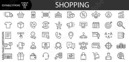 E-Commerce and Shopping thin line icons set. Online shopping. Shopping line icons