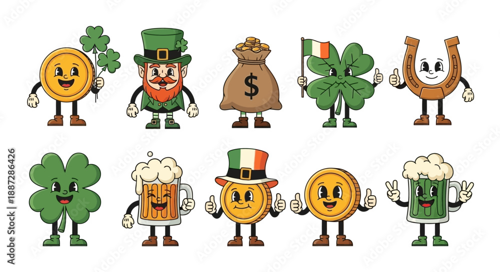 Obraz premium Charming St. Patrick's Day Characters: A Festive Collection of Luck and Merriment