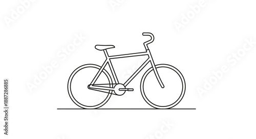 Minimalist Line Art Bicycle Illustration: Simple Hand-Drawn Vector Sketch of a Bike, Black and White Transport Icon