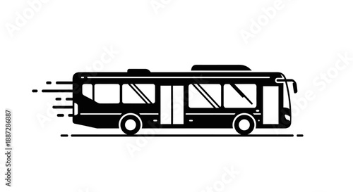 Fast moving bus silhouette icon, public transportation symbol, urban passenger vehicle travel vector illustration