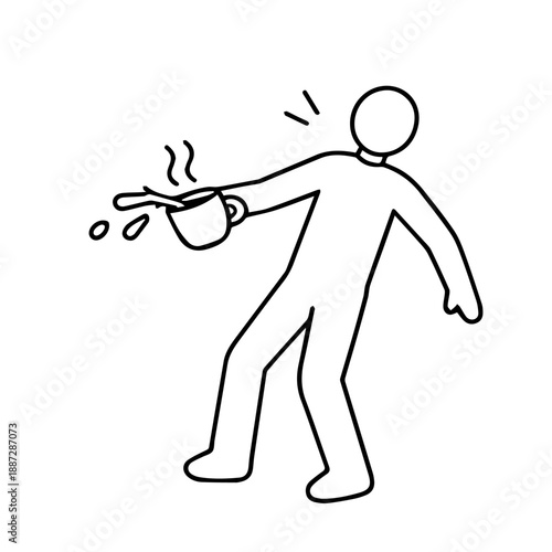 man spills hot cup vector line icon on a white background.
Vector line icon on a white background