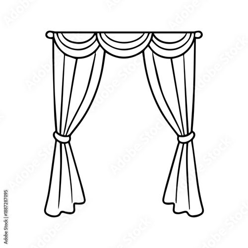 Curtains vector line icon on a white background.
Vector line icon on a white background