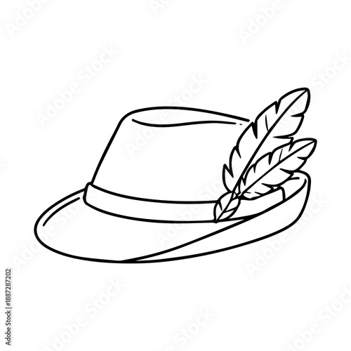 Hat with feathers vector line icon on a white background.
Vector line icon on a white background
