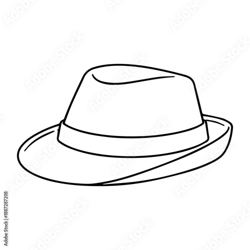 Hat with a ribbon vector line icon on a white background.
Vector line icon on a white background