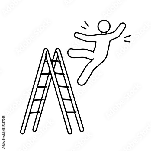 man falls down the stairs vector line icon on a white background.
Vector line icon on a white background